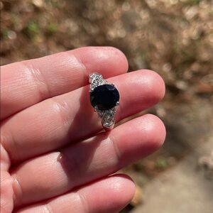 NWT Natural Deep Blue Sapphire 9.8X8mm Unheated in 925 Sterling Silver Size 7